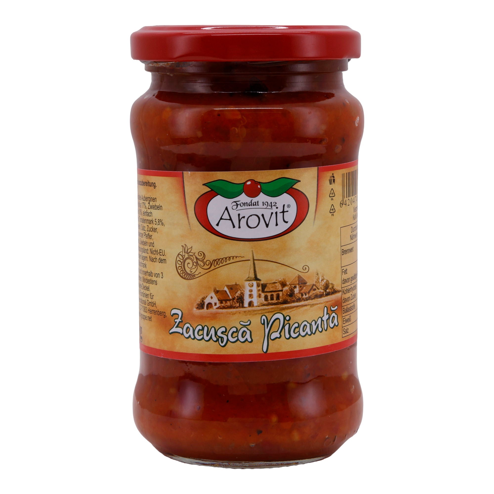 Gemüsezubereitung Arovit | Zacuscă Picantă | Würzig | 300 g Glas AROVIT